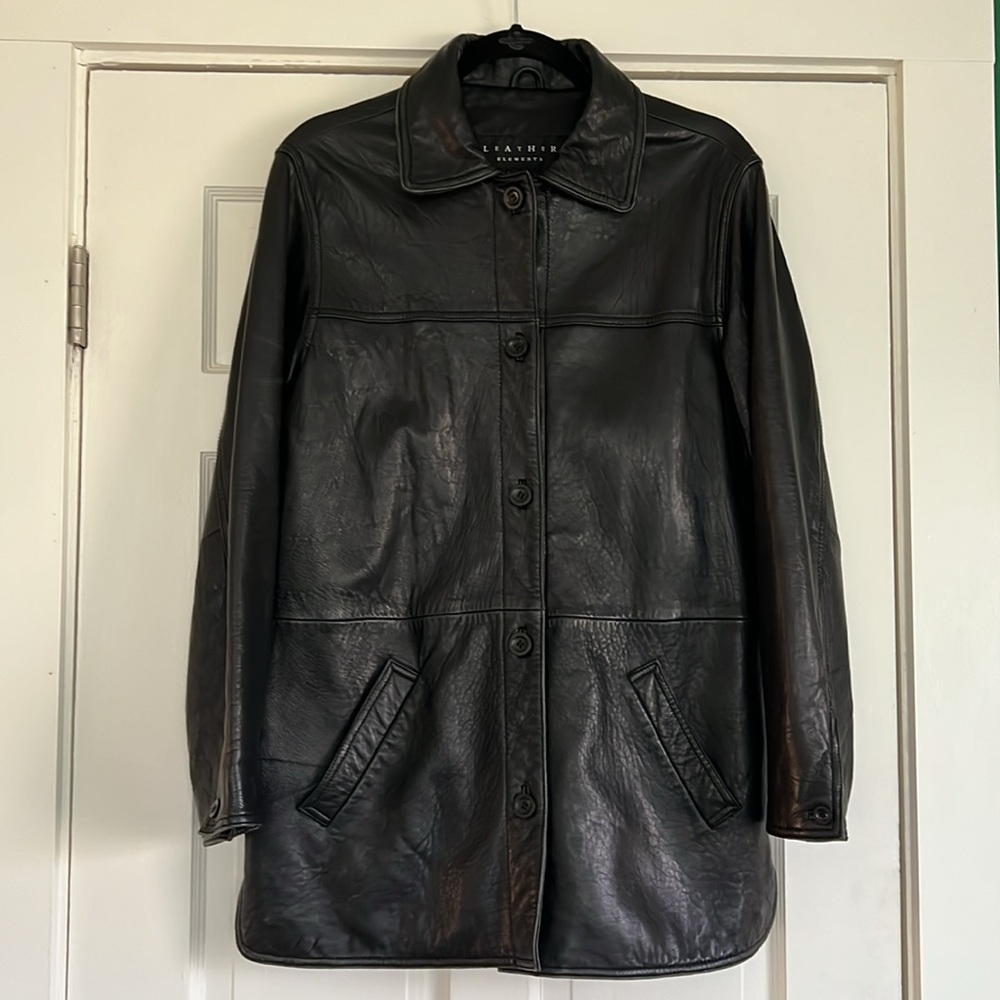 100% Leather Black Blazer Jacket